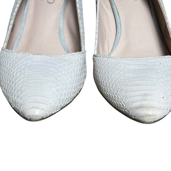 Franco Sarto Frankie Taupe Greige Reptile Wedge Pumps Size 7.5 - Picture 5 of 11